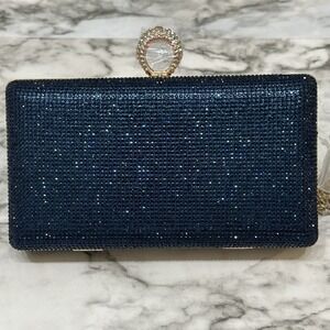 PREZZO Rhinestone‎ Gold Trim Evening Handbag Purse Clutch Party Wedding NWT